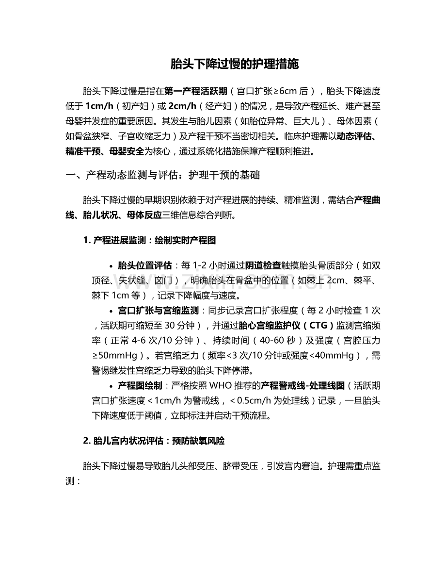 胎头下降过慢的护理措施.doc_第1页