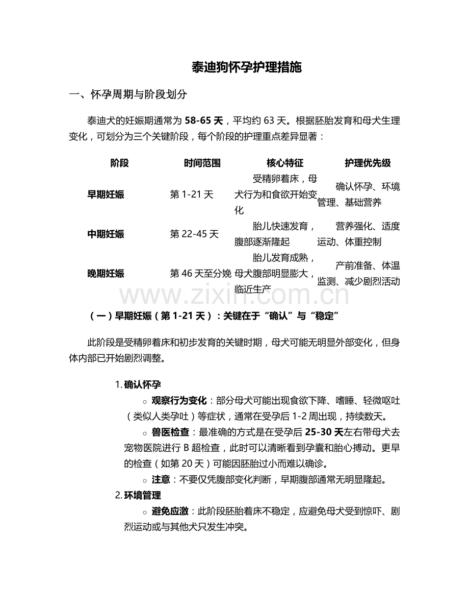 泰迪狗怀孕护理措施.doc_第1页