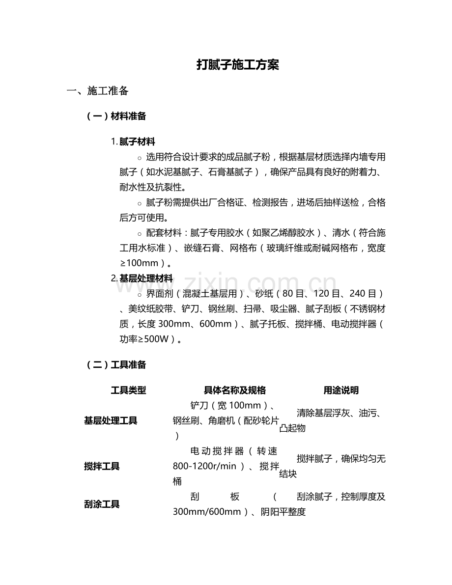 打腻子施工方案.doc_第1页
