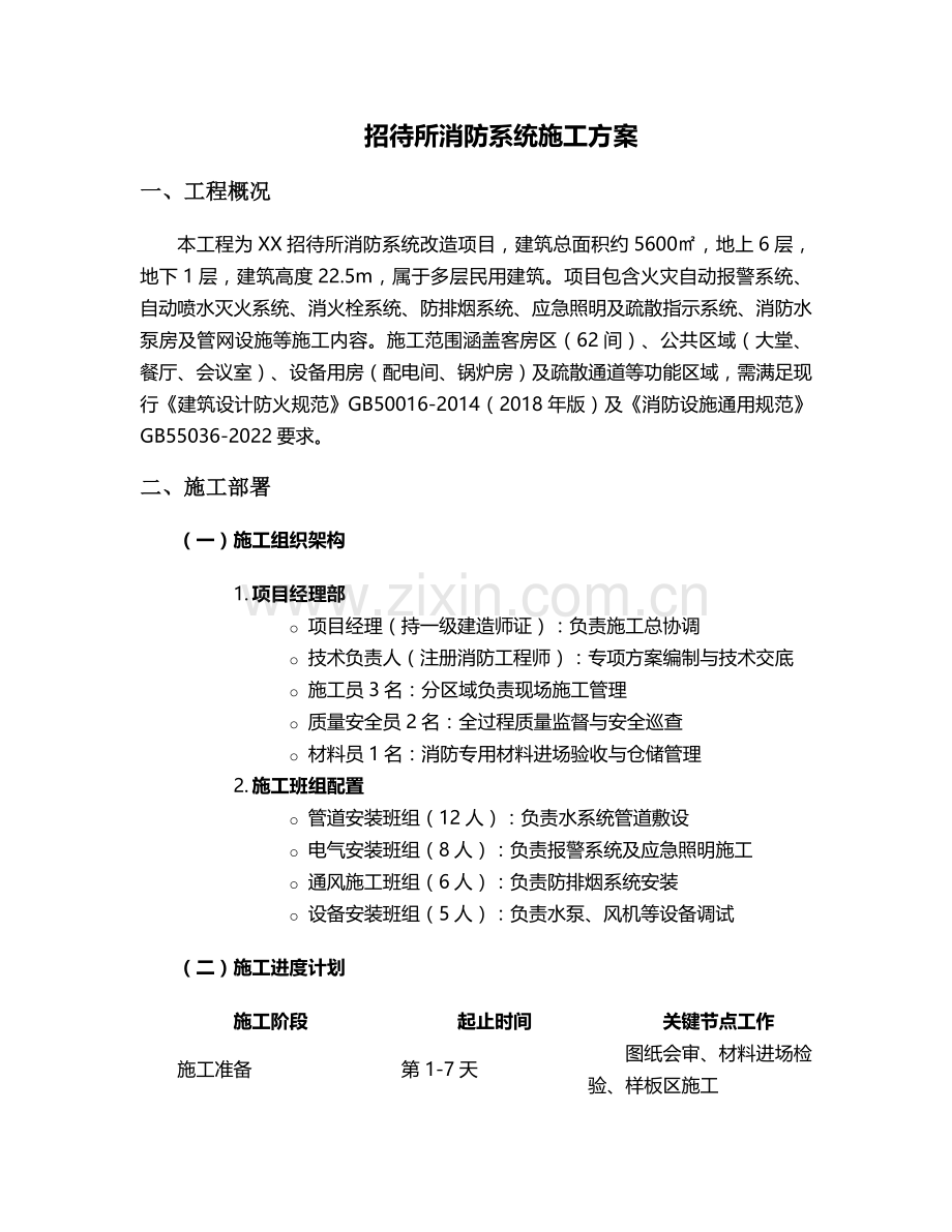 招待所消防系统施工方案.doc_第1页