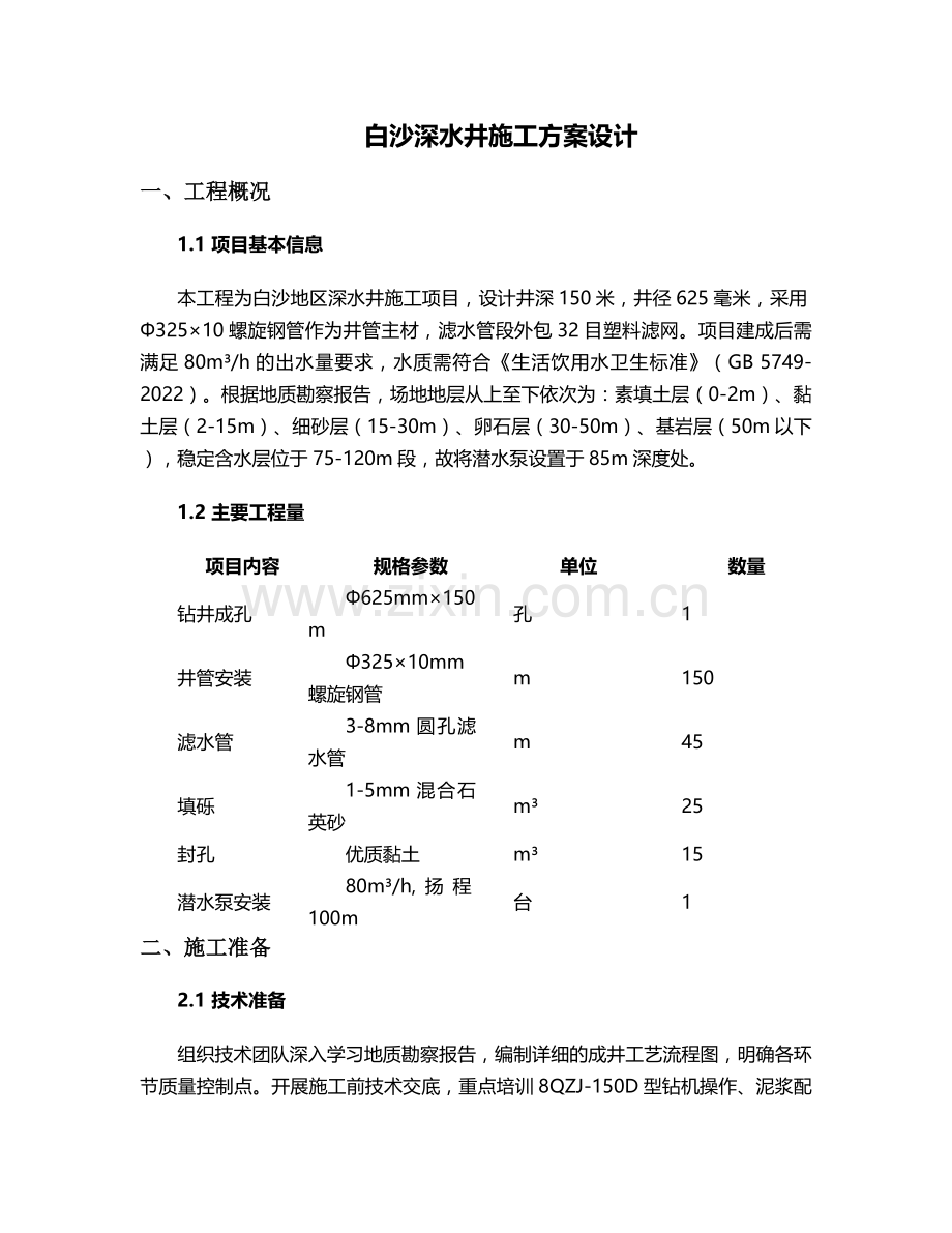 白沙深水井施工方案设计.doc_第1页