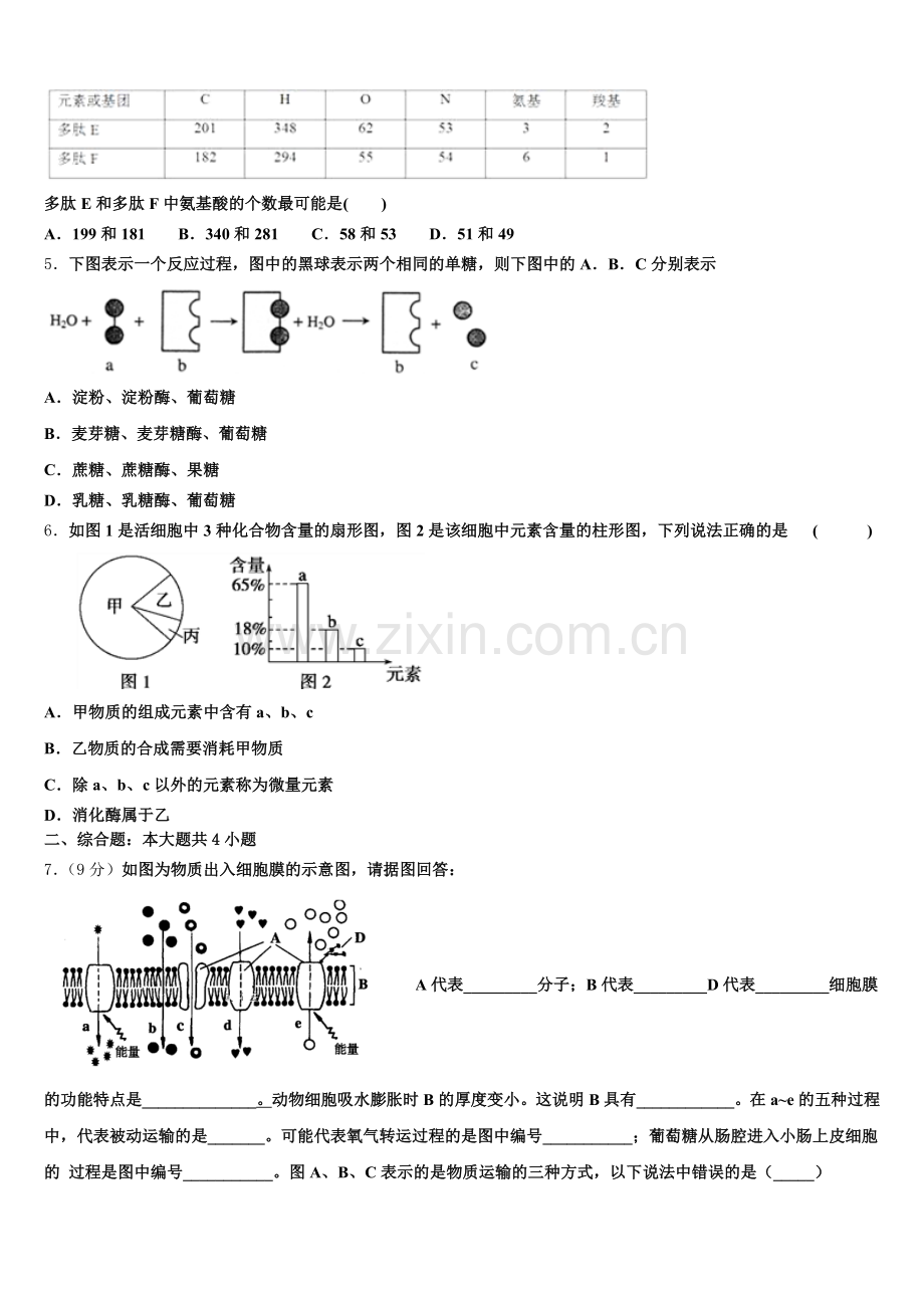 安徽省淮北一中、合肥六中、阜阳一中、滁州中学2025年高一上生物期末达标检测模拟试题含解析.doc_第2页