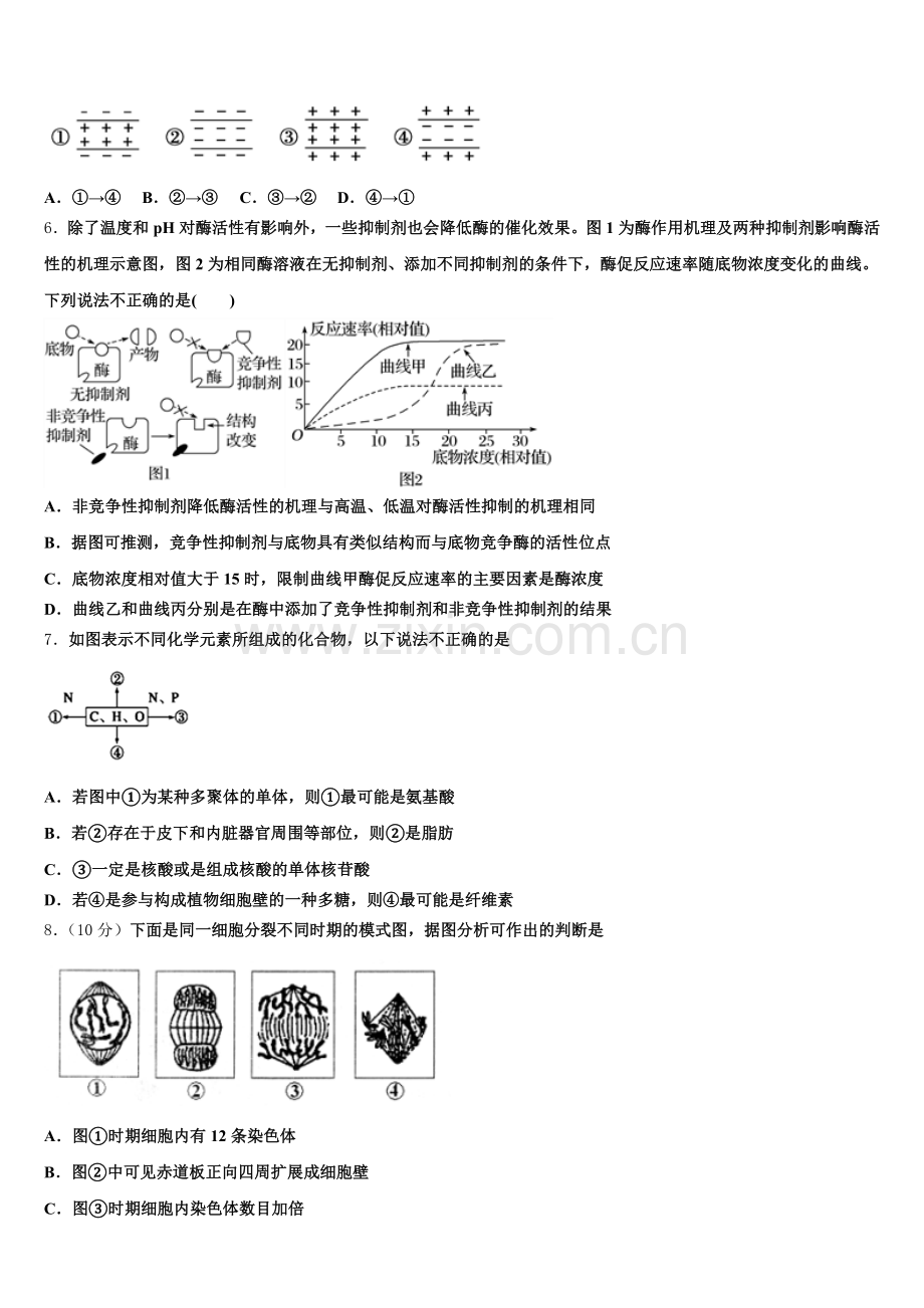 肇庆市重点中学2025-2026学年生物高一上期末达标检测模拟试题含解析.doc_第2页