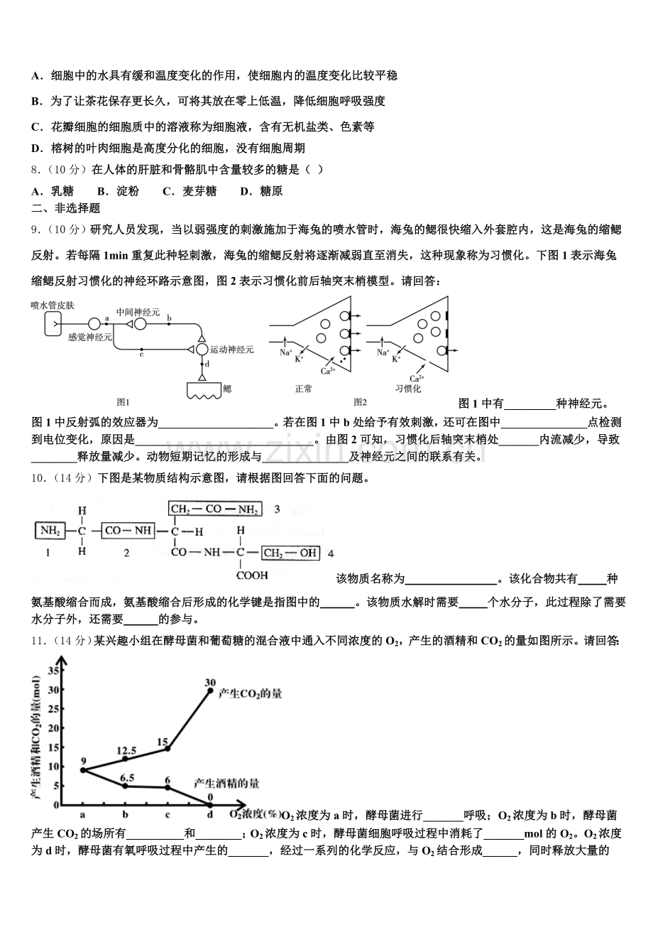 2026届四川省泸州高中高一上生物期末检测试题含解析.doc_第2页