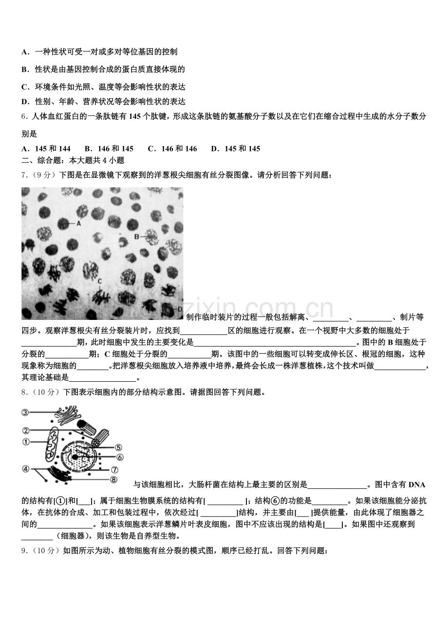 湖北黄冈2025-2026学年高一生物第一学期期末联考模拟试题含解析.doc_第2页