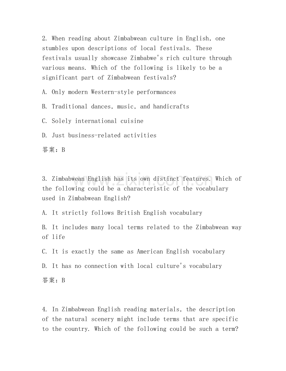 2026年津巴布韦英语学习（津巴布韦英语阅读）考题及答案.doc_第2页