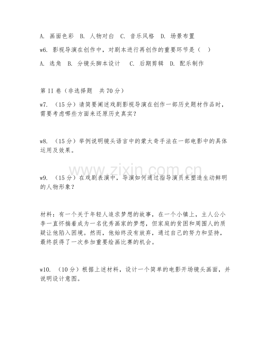 2025年大学戏剧影视导演（影视导演基础）试题及答案.doc_第2页