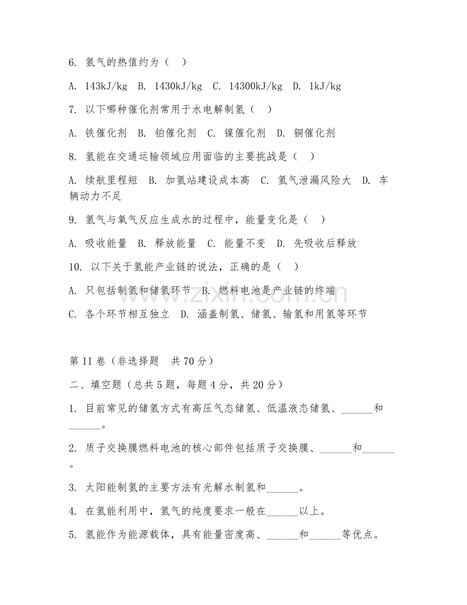 2025年大学新能源科学与工程（氢能利用技术）试题及答案.doc_第2页