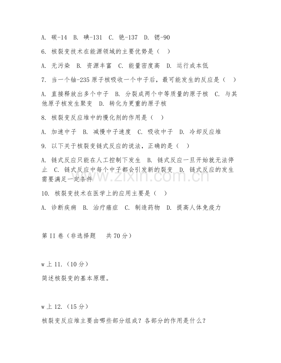 2025年大学核裂变技术应用（核裂变技术）技能测试题.doc_第2页
