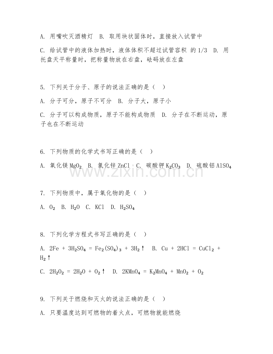 2025-2026年九年级化学（核心素养）下学期试题及答案.doc_第2页