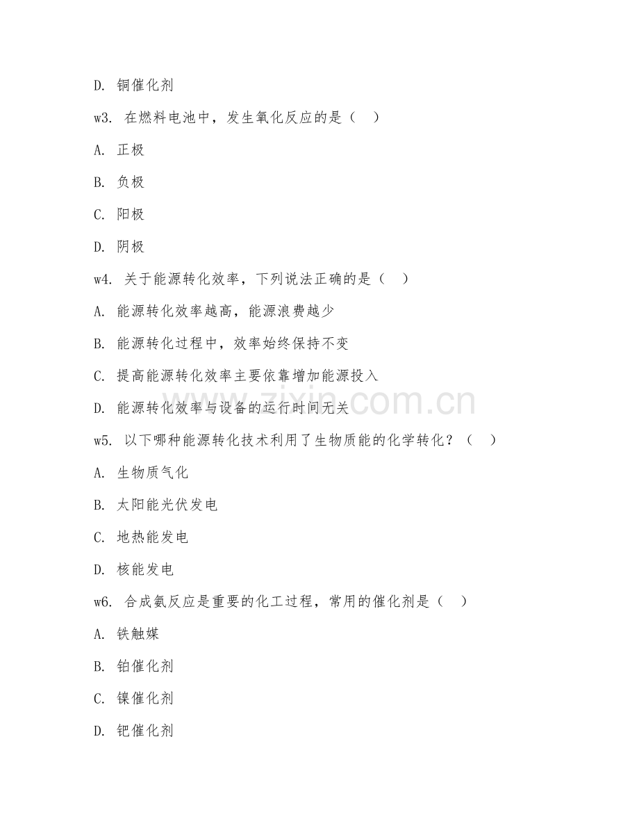 2025年大学大二（能源化学工程）能源转化技术试题及答案.doc_第2页