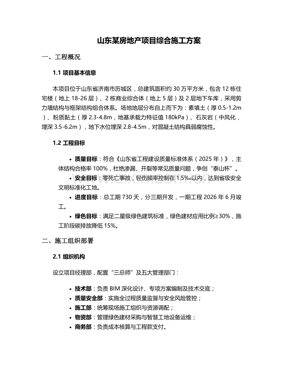 山东房地产工程施工方案.doc_第1页