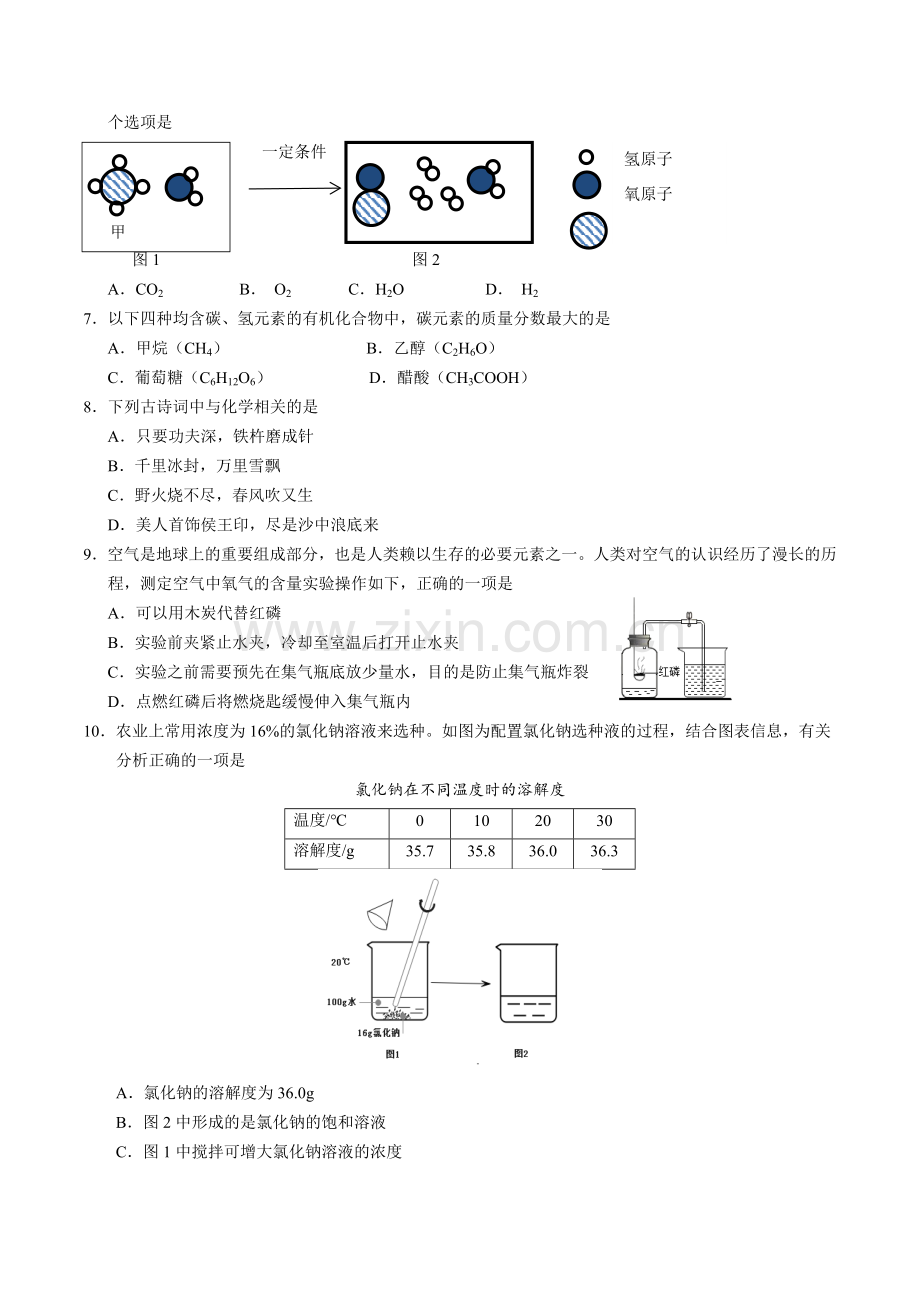 2024年中考化学（山西）第一次模拟考试（含答案）.docx_第2页
