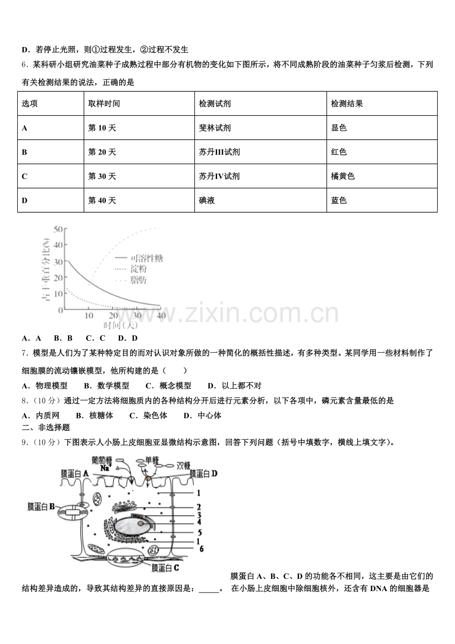 江苏省如东高级中学如皋中学2025年高一生物第一学期期末达标测试试题含解析.doc_第2页
