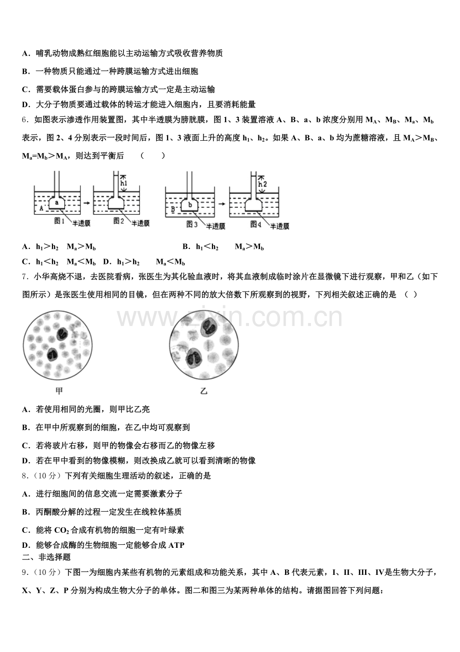 2025年福建省泉州市南安市第一中学生物高一上期末达标测试试题含解析.doc_第2页