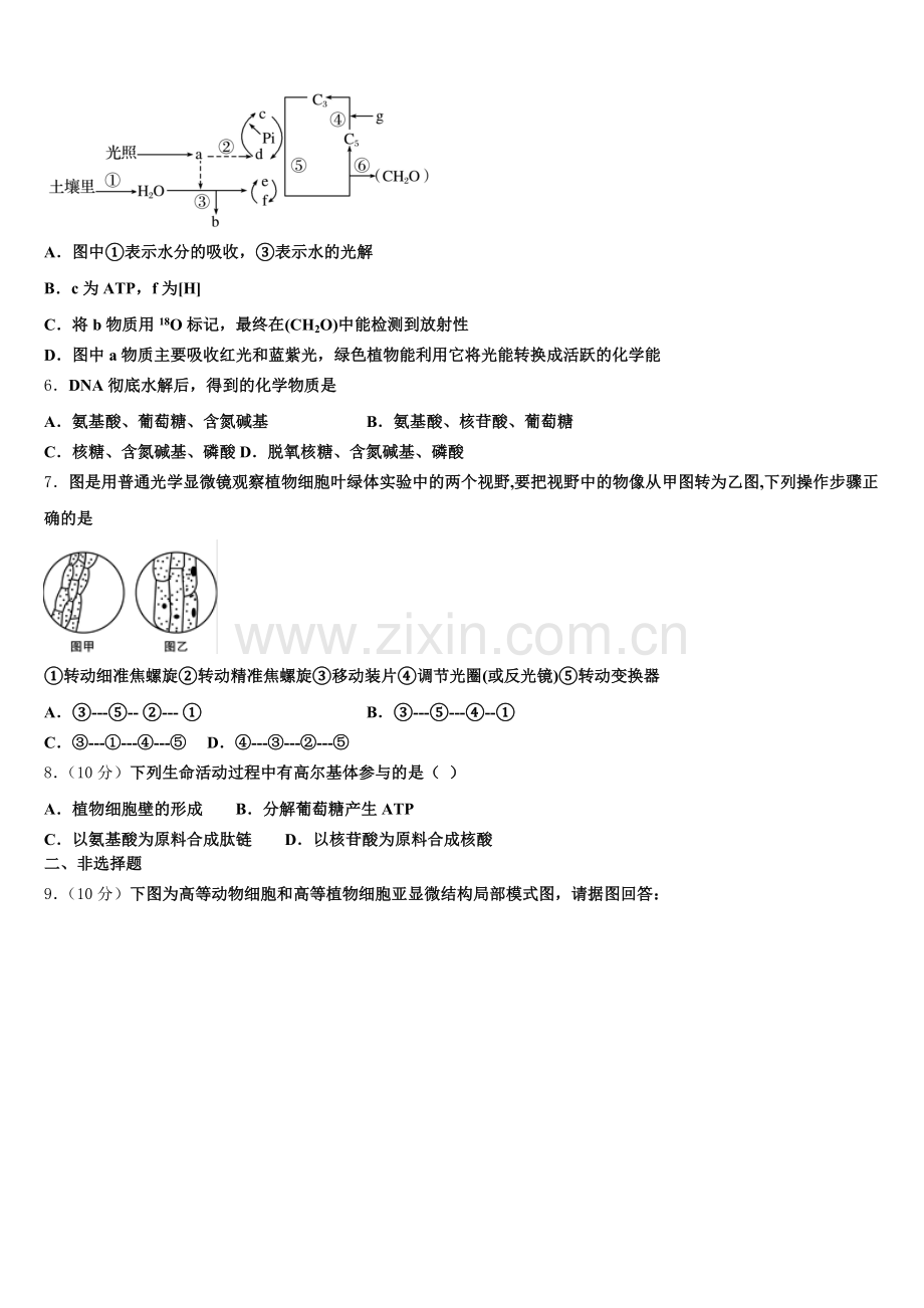 2025-2026学年广西贵港市覃塘高级中学生物高一第一学期期末学业质量监测试题含解析.doc_第2页