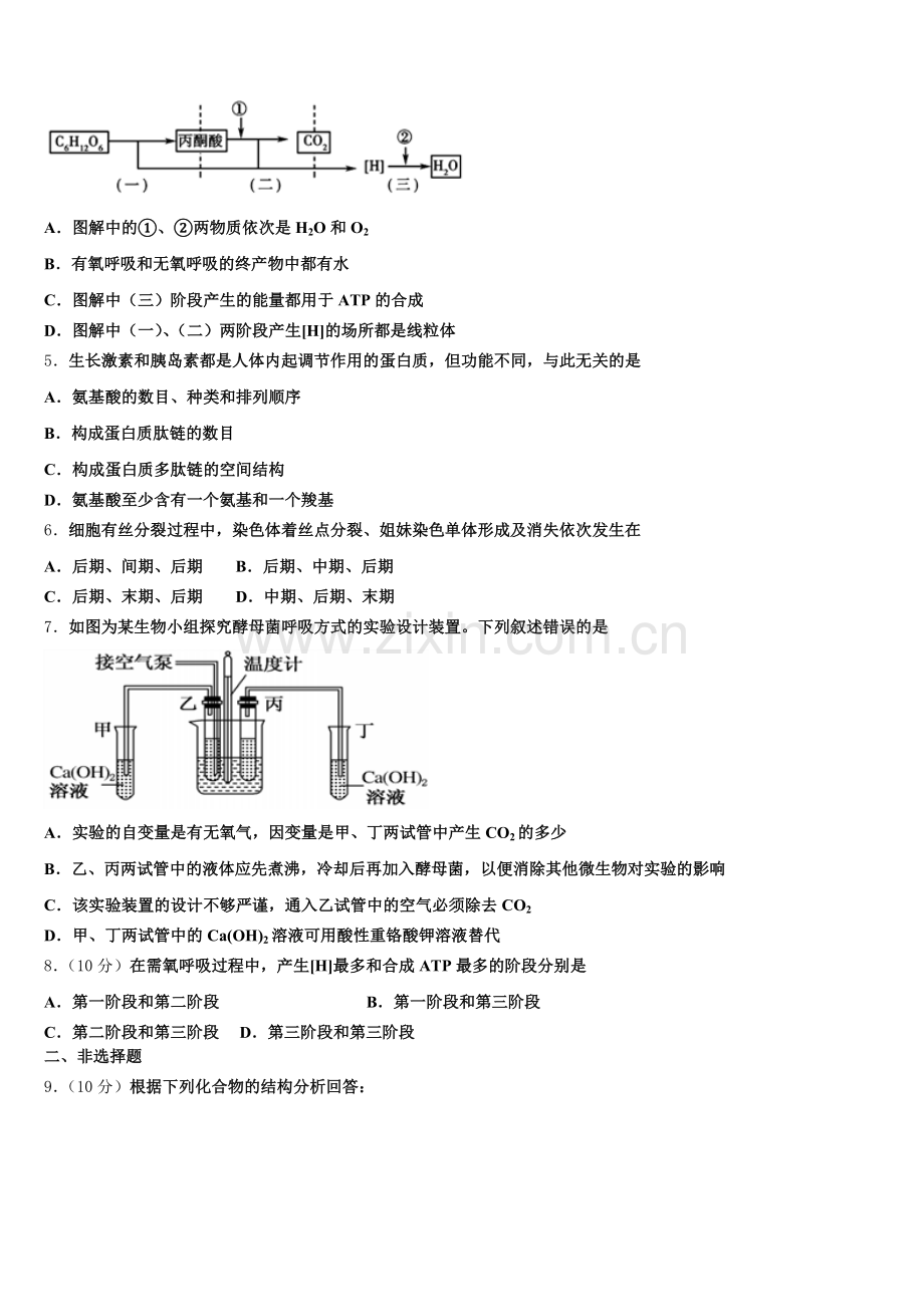 上海市2025-2026学年生物高一上期末综合测试试题含解析.doc_第2页