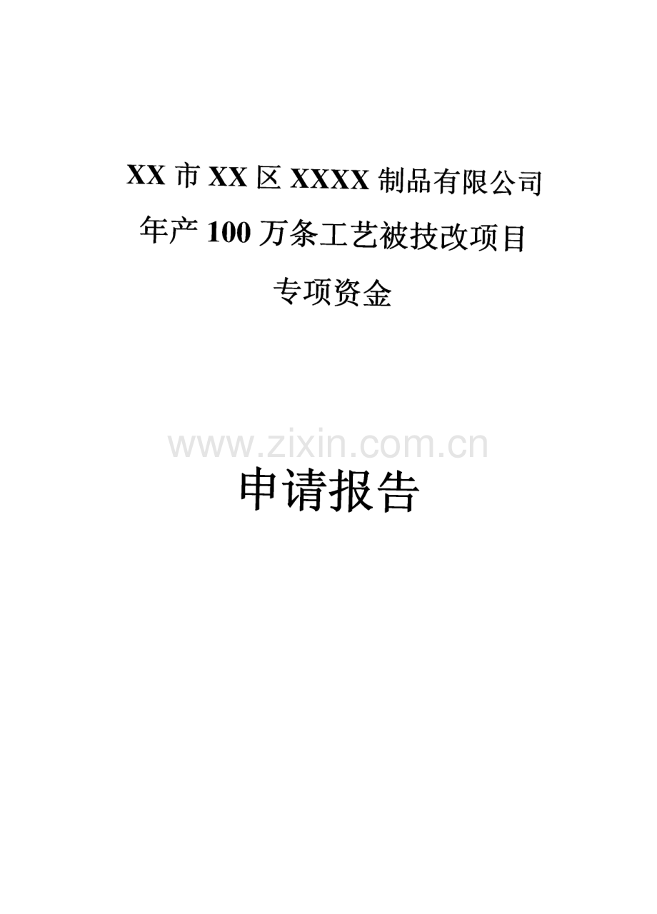 年产100万条工艺被技改项目专项资金申请报告.pdf_第1页