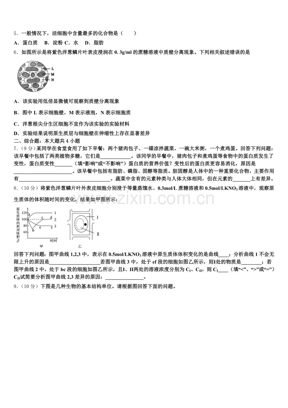 安徽省安庆二中碧桂园分校2026届生物高一第一学期期末质量检测模拟试题含解析.doc_第2页