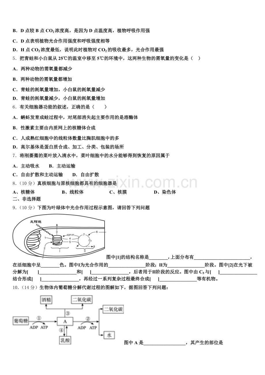 2025-2026学年湖南省邵阳市双清区第十一中学生物高一第一学期期末学业水平测试模拟试题含解析.doc_第2页