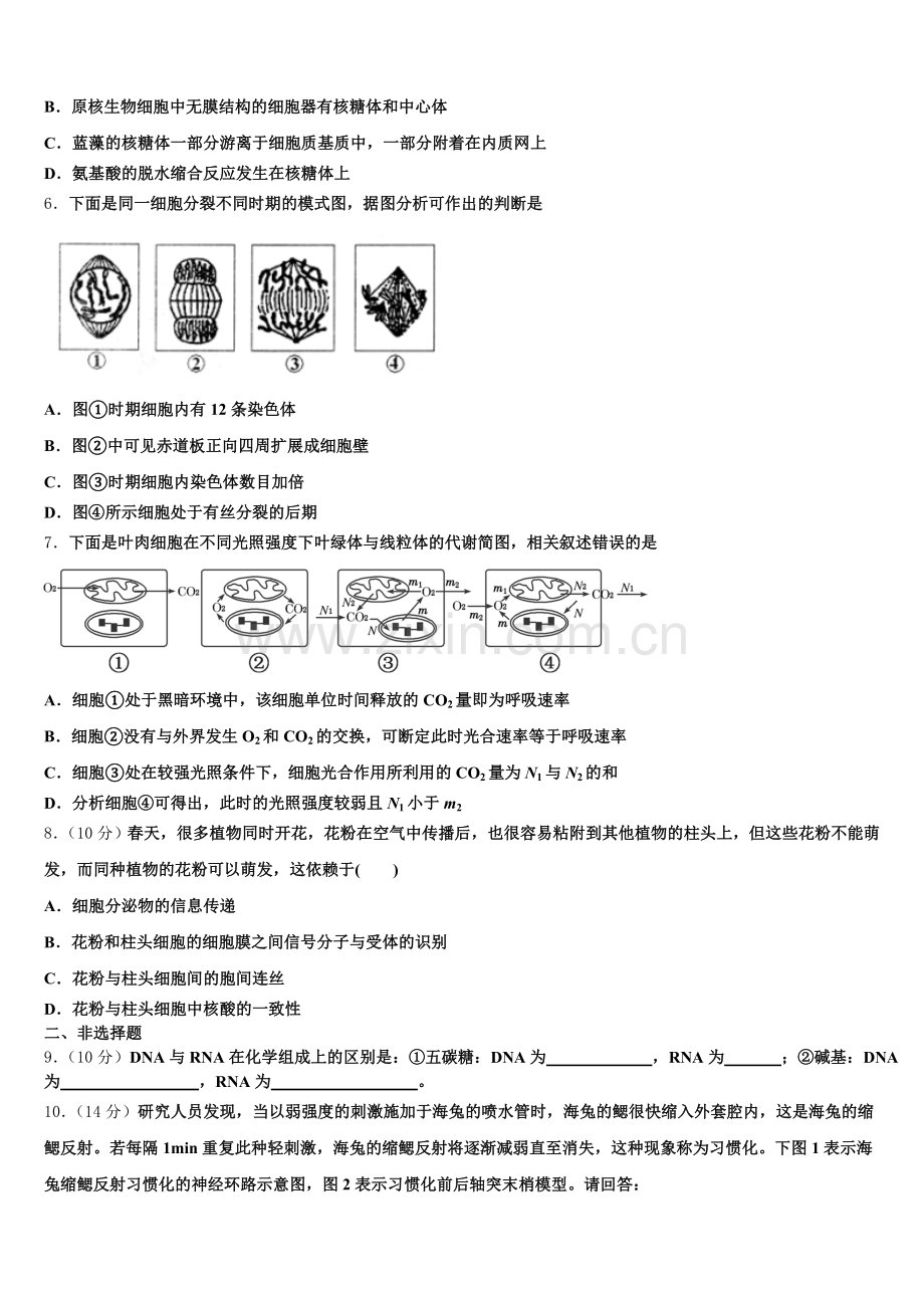 十堰市重点中学2026届生物高一上期末质量检测模拟试题含解析.doc_第2页
