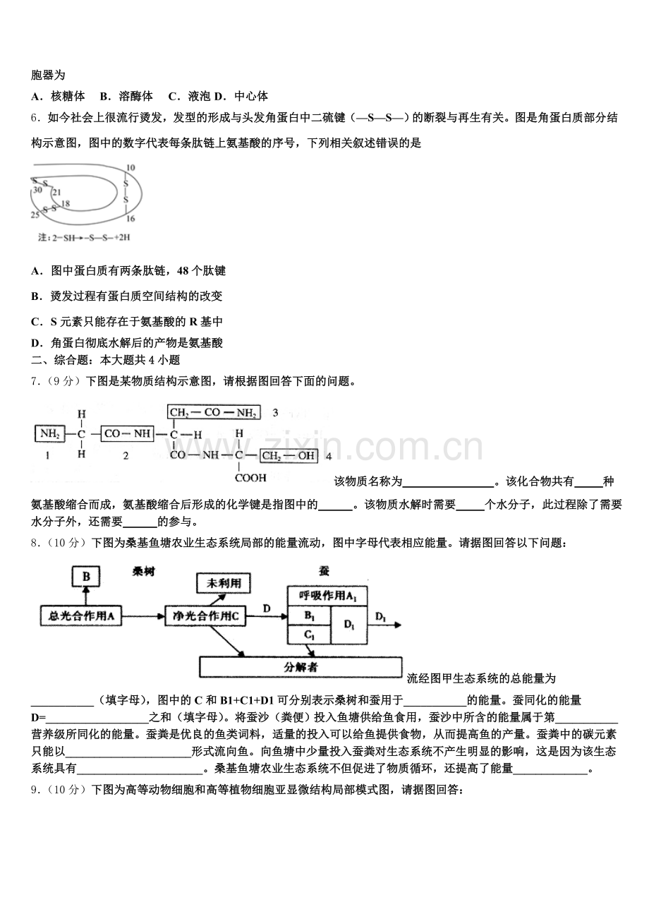 上海市嘉定区外国语学校2025-2026学年高一生物第一学期期末调研试题含解析.doc_第2页