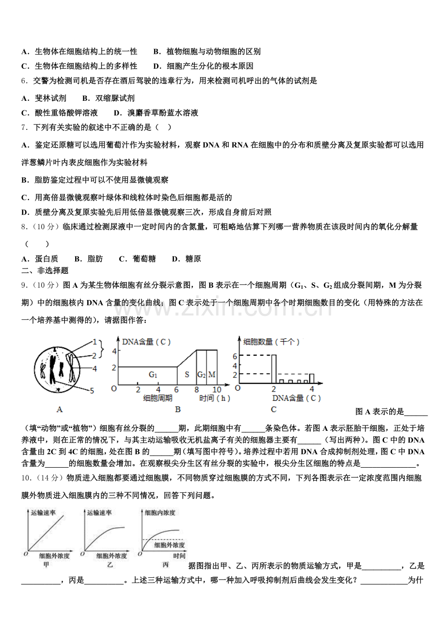 浙江安吉天略外国语学校2025年生物高一上期末检测模拟试题含解析.doc_第2页