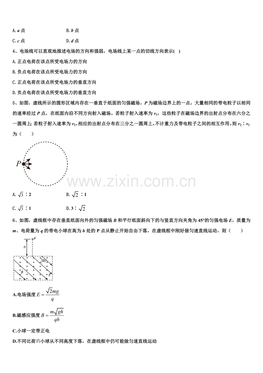 新疆维吾尔自治区石河子市石河子第一中学2025-2026学年物理高二上期末监测试题含解析.doc_第2页