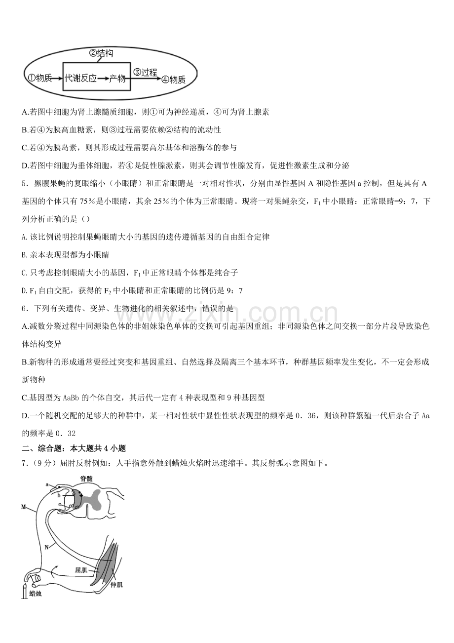 江苏省扬州市新华中学2025-2026学年生物高二上期末检测试题含解析.doc_第2页