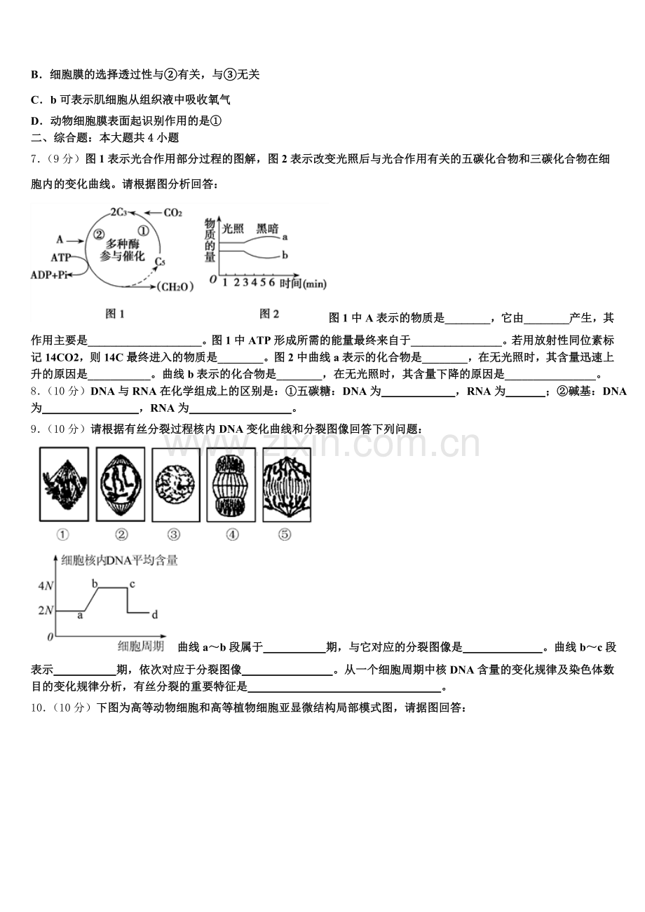 江苏省淮安市高中教学协作体2025-2026学年生物高一上期末学业水平测试试题含解析.doc_第2页