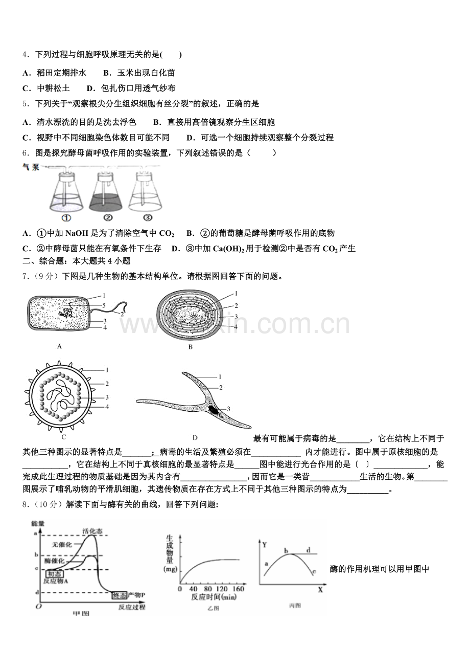 呼和浩特市重点中学2025年生物高一第一学期期末检测模拟试题含解析.doc_第2页