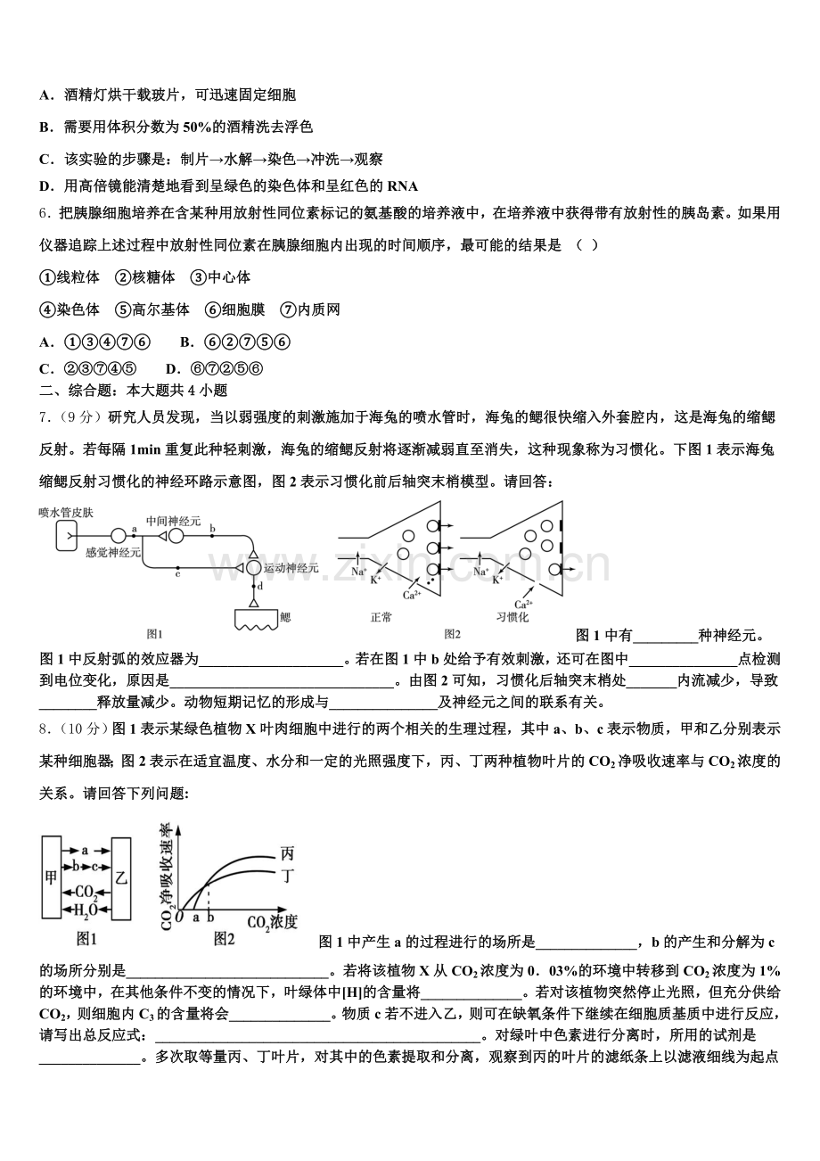 江西名校学术联盟2026届生物高一上期末质量检测模拟试题含解析.doc_第2页