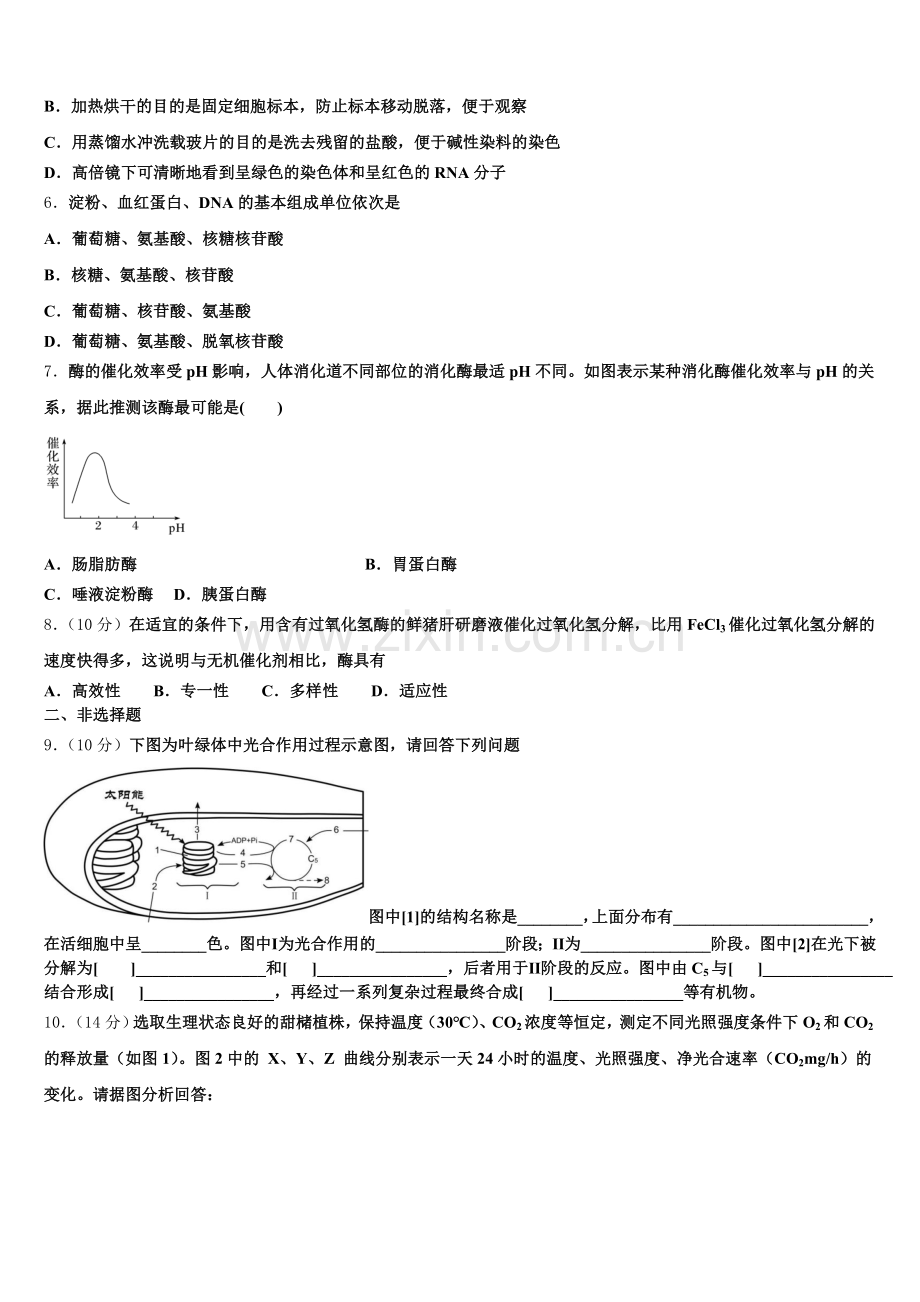 四川省自贡市2025-2026学年高一生物第一学期期末综合测试模拟试题含解析.doc_第2页