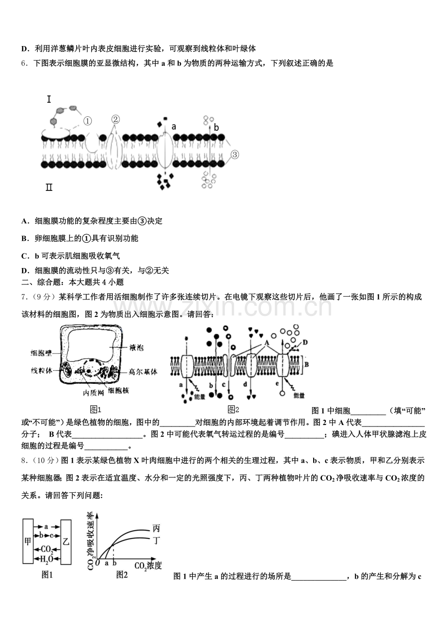 四川省蓉城名校联盟高中2026届高一上生物期末达标测试试题含解析.doc_第2页