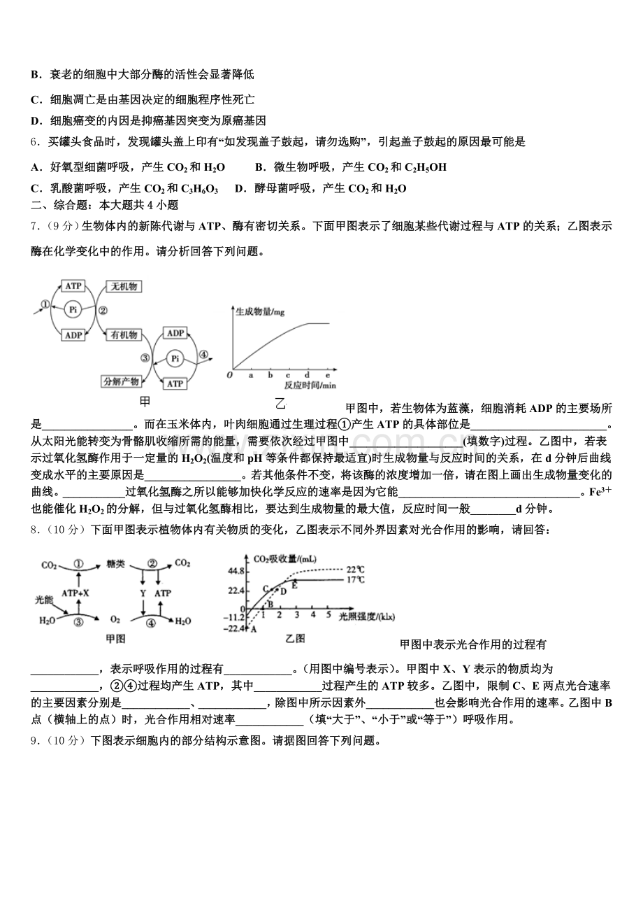 2026届天津市宝坻区高中生物高一第一学期期末达标检测模拟试题含解析.doc_第2页