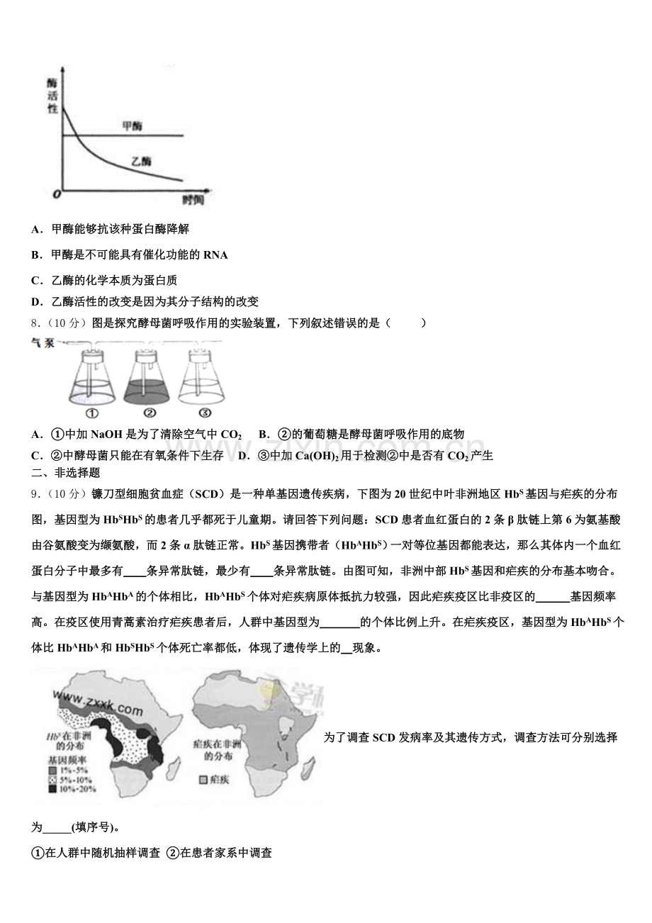 2026届福建省二校生物高一第一学期期末复习检测模拟试题含解析.doc_第2页