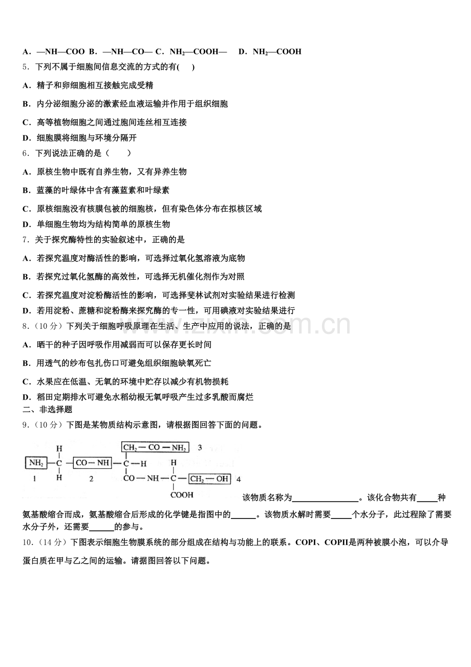 2025-2026学年黑龙江牡丹江市第一高级中学高一生物第一学期期末复习检测试题含解析.doc_第2页