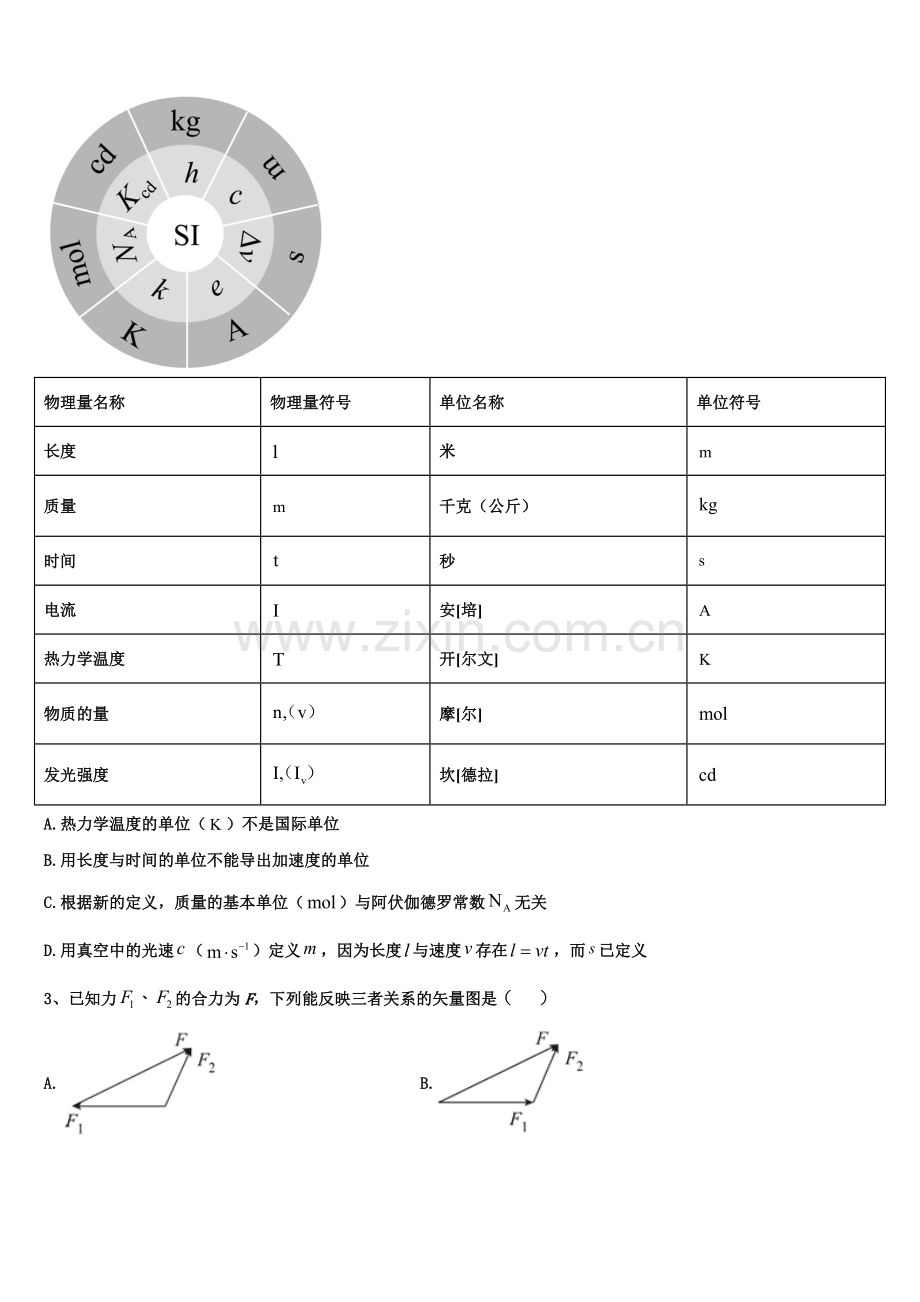 重庆铁路中学2025-2026学年物理高一第一学期期末调研模拟试题含解析.doc_第2页
