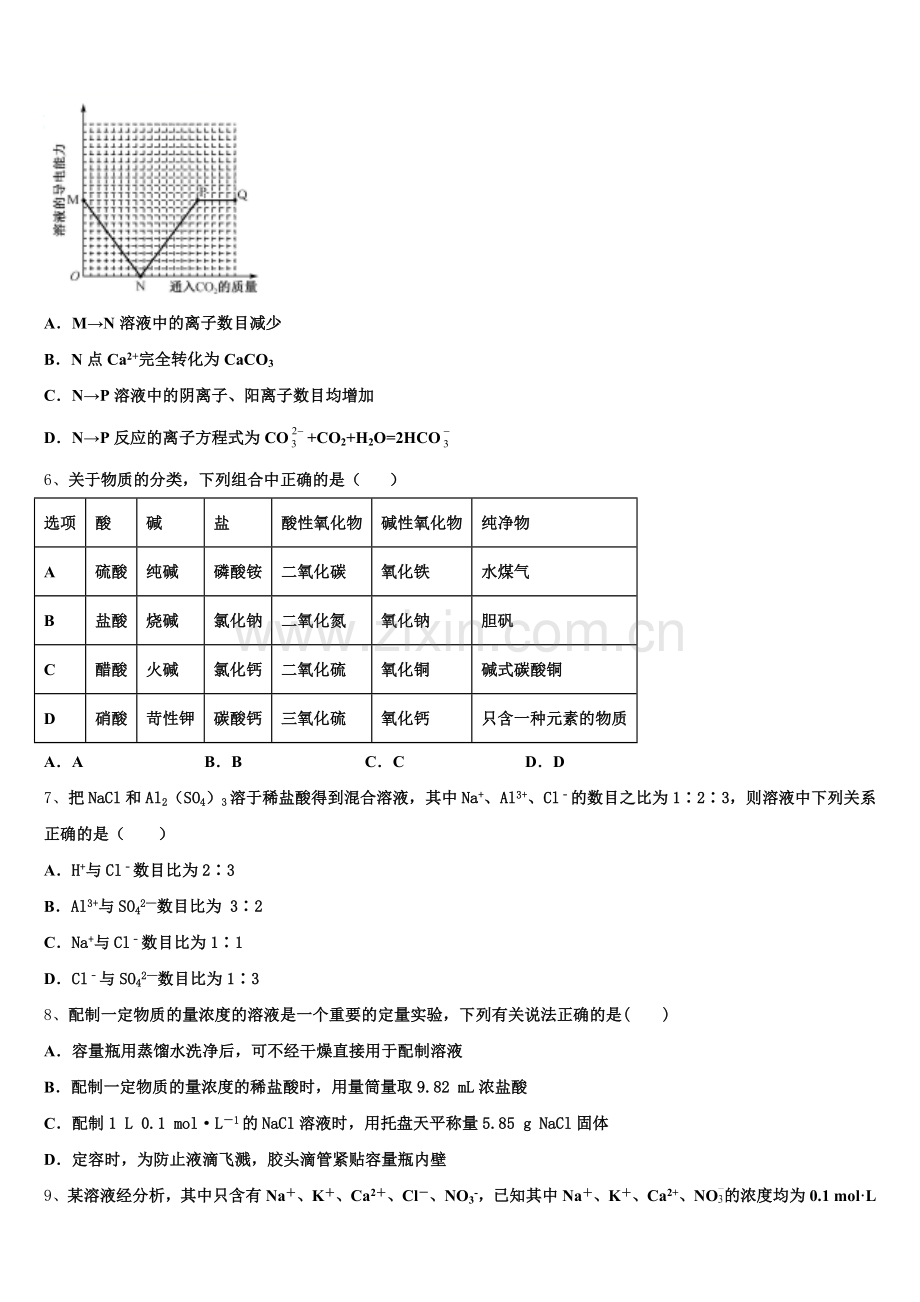 2025-2026学年上海市12校高一化学第一学期期中检测试题含解析.doc_第2页