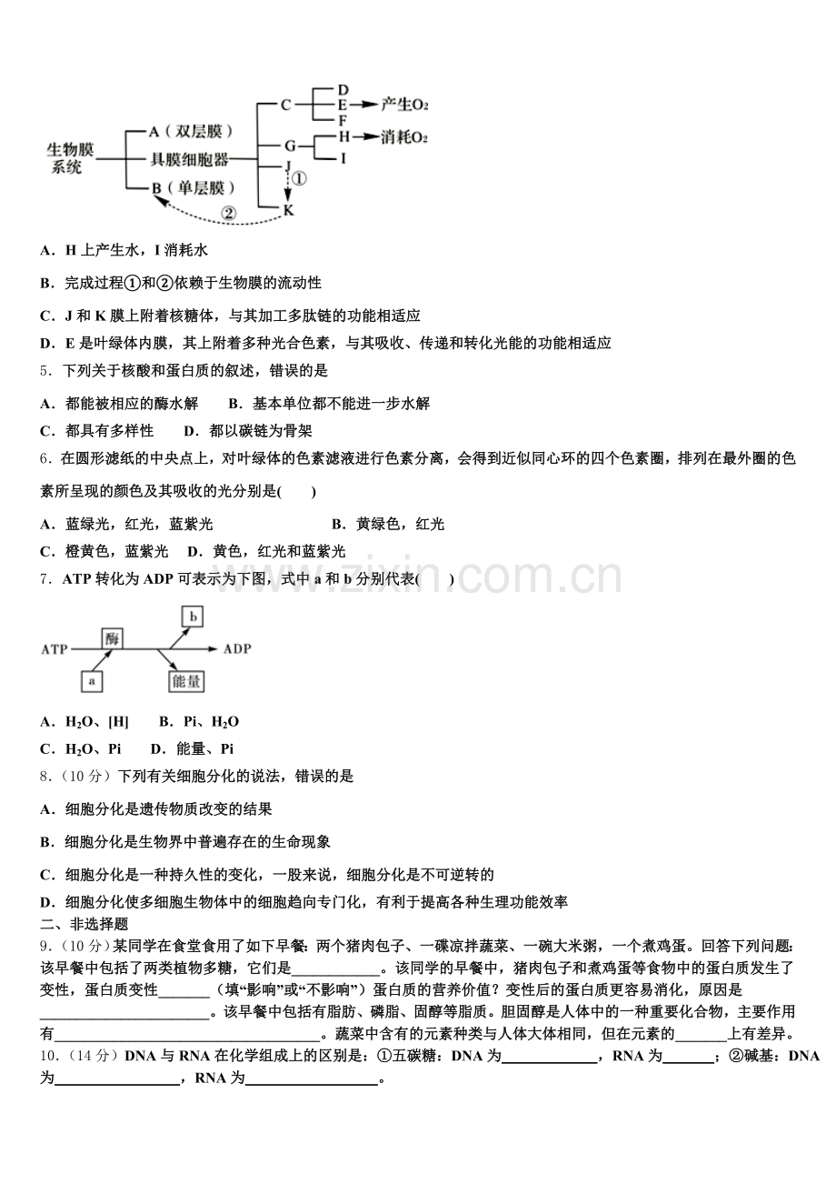 辽宁省辽河油田第二高级中学2025年高一上生物期末检测模拟试题含解析.doc_第2页