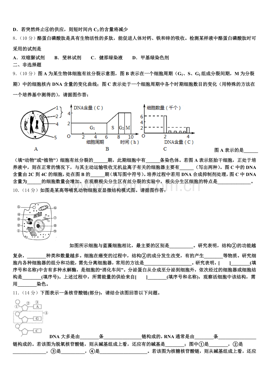 新疆乌鲁木齐2025年生物高一第一学期期末调研试题含解析.doc_第2页