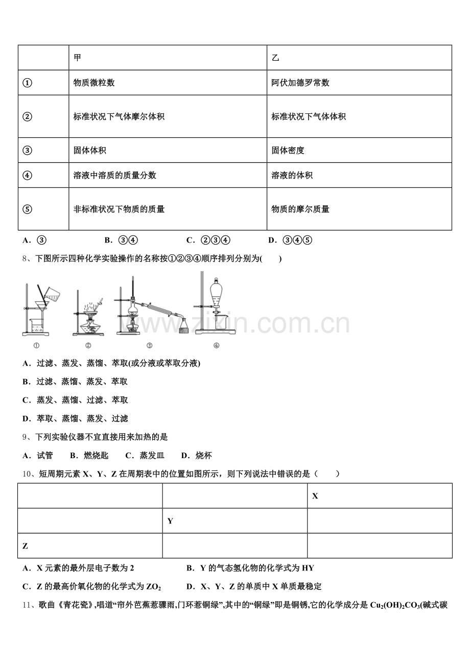 新疆哈密市十五中2026届高一化学第一学期期中质量跟踪监视试题含解析.doc_第2页