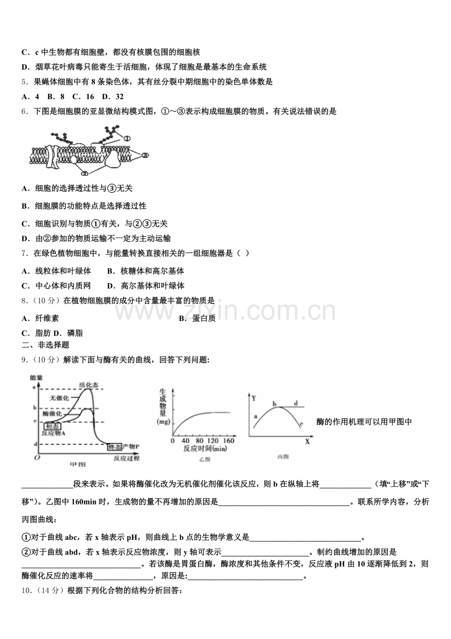 湖北省宜昌市一中、恩施高中2025-2026学年高一生物第一学期期末综合测试模拟试题含解析.doc_第2页