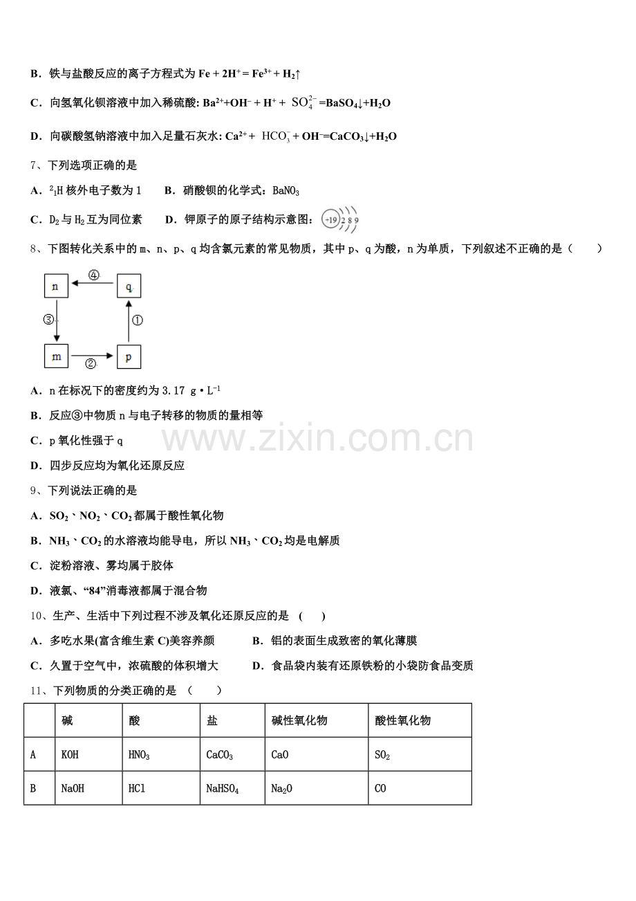 2025年山东省山东师大附中高一上化学期中学业质量监测模拟试题含解析.doc_第2页