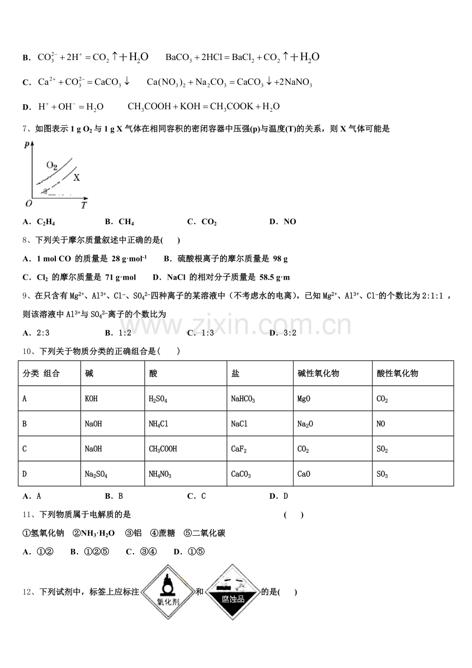 北京市东城区第二十二中学2025-2026学年高一化学第一学期期中联考试题含解析.doc_第2页