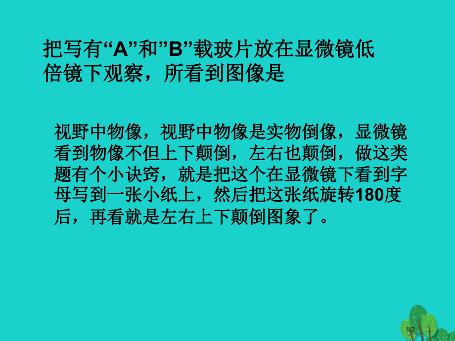 七年级生物上册第二章第二节中学生物学实验的常用工具进一步探究显微镜的作用.pptx_第1页