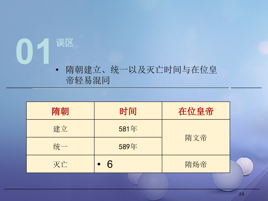 七年级历史下册第五单元第1课隋朝的统一与覆灭误区预警素材.pptx_第2页