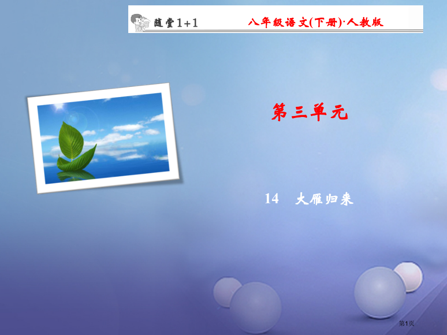 八年级语文下册第3单元14大雁归来随堂训练.pptx_第1页