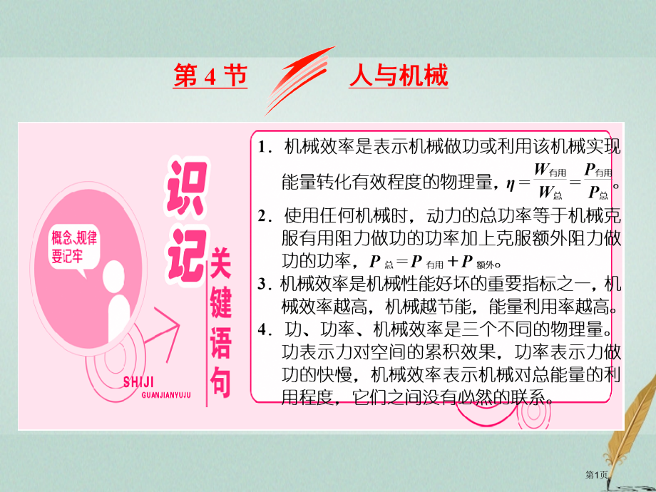 高中物理第1章功和功率第4节人与机械.pptx_第1页