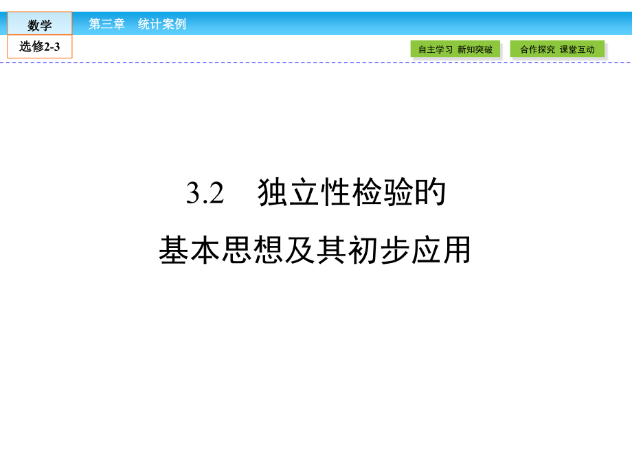 人教A版选修2-3配套资源3.2《独立性检验的基本思想及其初步应用》.pptx_第1页